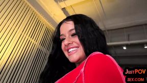 Hairy pussy POV babe gets fucked in dirty talking POV