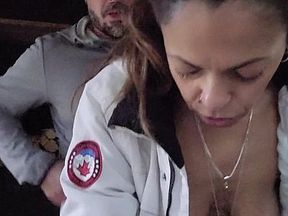 Fucking my wife outside while she is chopping fire wood