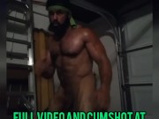 Hot Bodybuilder doing Karate and Nude Posing Flexing and Jerking Off in the garage