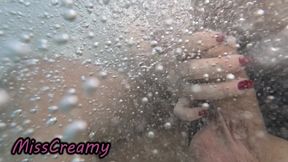 Public Pool Stepsister Dick Flash Risky Handjob Crowd Watching Cumshot 4K