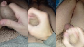 vigorous masturbation of a large tattooed penis under new year s fireworks