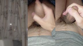 vigorous masturbation of a large tattooed penis under new year s fireworks