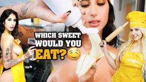 ”Sexy lezzies in aprons & panties cooking just for you!”