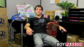Kevin Grover wanking his dick before busting a nut in a solo