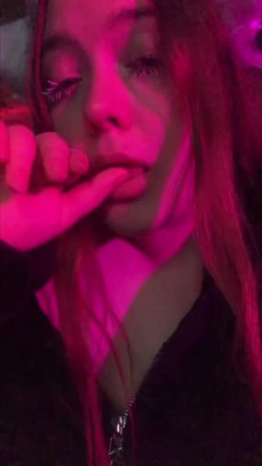 lovingly sucks your finger and wants you to cum in her mouth