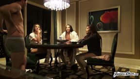 Avi Love, Bambi, Sami Parker in reverse gangbang action with James Deen