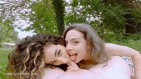 Pov: Sloppy Blowjob From Two Babes In Public Park With Arabelle Raphael And Nicole Vaunt