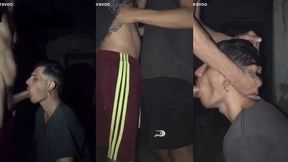 novinho pauzudo gozou na minha boca no quintal enquanto os outros estavam na sala