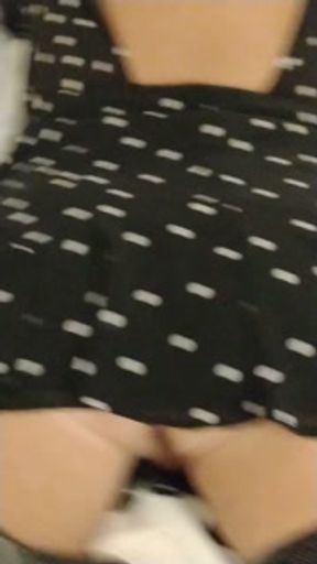 Party girl doesn't realize her pussy is hanging out up her dress/upskirt