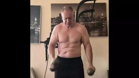 Mature Man Masturbating and Doing Some Sports After