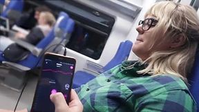 PUBLIC ORGASM ON TRAIN OF NERDY GF (REMOTE CONTROL VIBRATOR)