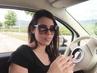 Smokin' in the car with sexy teen