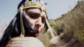 Hot brunette loves to suck cocks outdoors