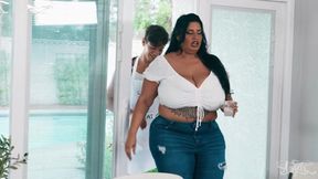 TRANS ANGELS - Busty Sofia Rose Gets Back At Her Man With Wild Titplay And Hard Sex With Jade Venus