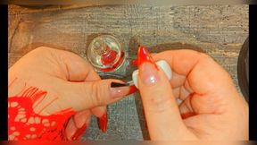 Frenchtipped stiletto nails. ASMR, TAPPING