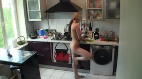 My girlfriend has a nice ass and she walks around the kitchen naked in the morning