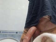 The Guy With The Huge Cock So Fat In His Pants, He Unloads It With 5 Jets Of Semen In The Air