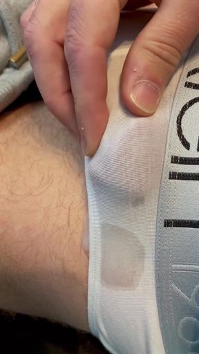 Frenulum Orgasm and Cum by Rubbing My Dick Through My Briefs