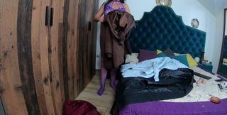 Intense Masturbation with Long Puffy Jackets, Dildo &amp; Toys