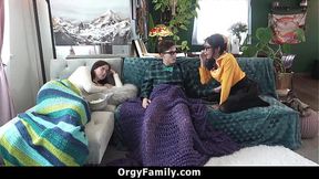 Step Sister and Step Brother Compete on Who Makes the Other One Cum First Behind Their Stepmother�s Back - Orgyfamily