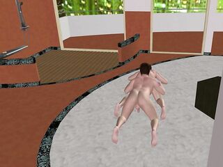 Brawny Chap Rimjobs Hung Buddy Doggy Then Gets Footjob CG Homo Comics