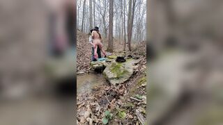 sexy cougar blowing dick on a hike
