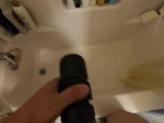 Cumming Inside Fleshlight with Glass Butt Plug (Announcing Orgasm)