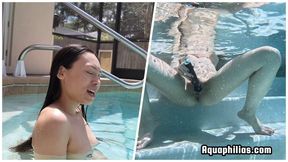 Aquaphilias- Caught Breathless Natasha Ty Fingers Herself Underwater During Neighbor Chat Turns It Into a Wet Performance