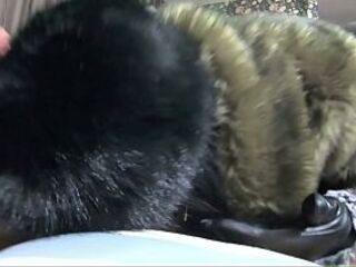 Yiff Surprise POV – Deepthroat, Leather Gloves, Spit and Cum Licking