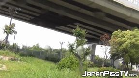 Deviant Japanese girls urinate outdoors &mdash;  unable to hold in anymore from excitement