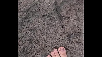 Barefeet grounding sensation in mud #barefeet #sensory #fun
