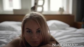 Sultry babe Nancy Ace slowly caresses her big boobs and tasty pussy