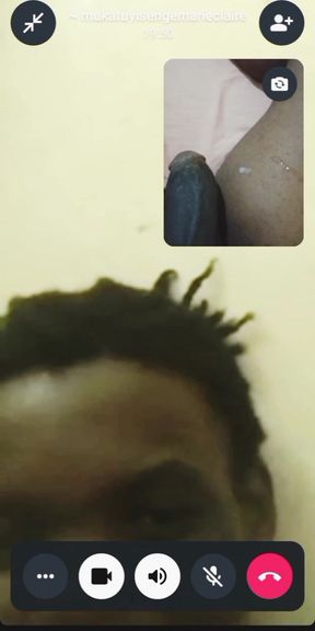 Orgasm cum of black mama cougar,she enjoyed video call fuck