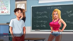 Stepsis Jenny plays with her big natural boobs and gets lucky with a 3D hentai game