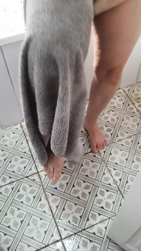 Step mom caught naked in bathroom by step son while washing her pussy