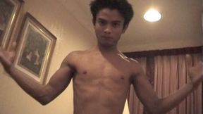 Ricky Iglesias flexing to show off his insane body