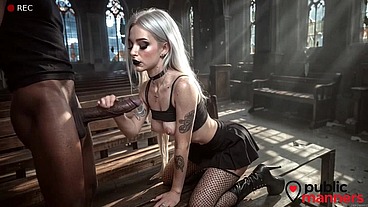 I paid a goth girl to have sex in an old church, but her stepmother came instead?? [AI]