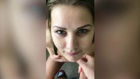 Amateur babe deepthroats big cock, then cums on her jugs