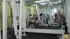 ”Slutty redhead is getting ravaged in the gym”