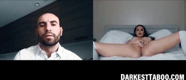 Athena Faris fingers her natural big tit while on webcam