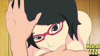 Boruto Sarada sucking cock deepthroat hentai