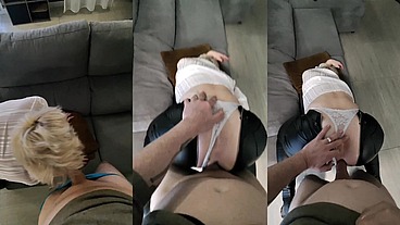 Il ouvre mon pantalon en cuir et me baise ma chatte et mon cul