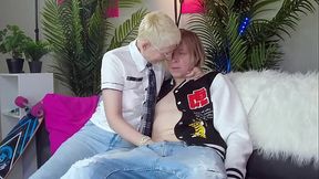 Holding his neck and make him cum