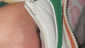 Extreme close up shoe removal