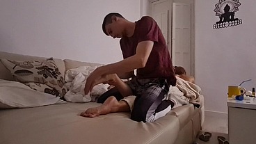 FOOTJOB to a big cock - FOOT MASSAGE and CUM ON MY FEET - Tommy Cabrio & Apolonia Lapiedra