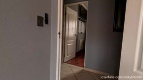 POV posing in lingerie, giving a handjob and blowjob with black satin gloves on, cumshot on gloves.