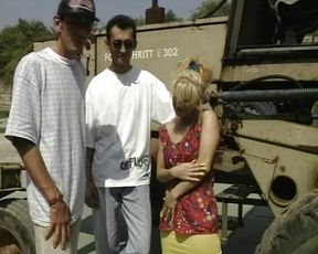 German MILF gets fucked hard on a vintage tractor