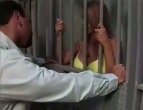 Getting her big puffy pussy eaten in jail by an officer
