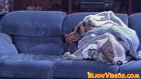 Handsome classic gay wanking off hairy cock and spraying cum