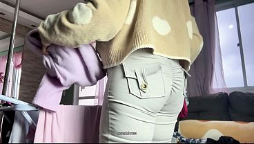 Chubby Ebony Housewife Farting on Leggings Big Ass Cleaning House
